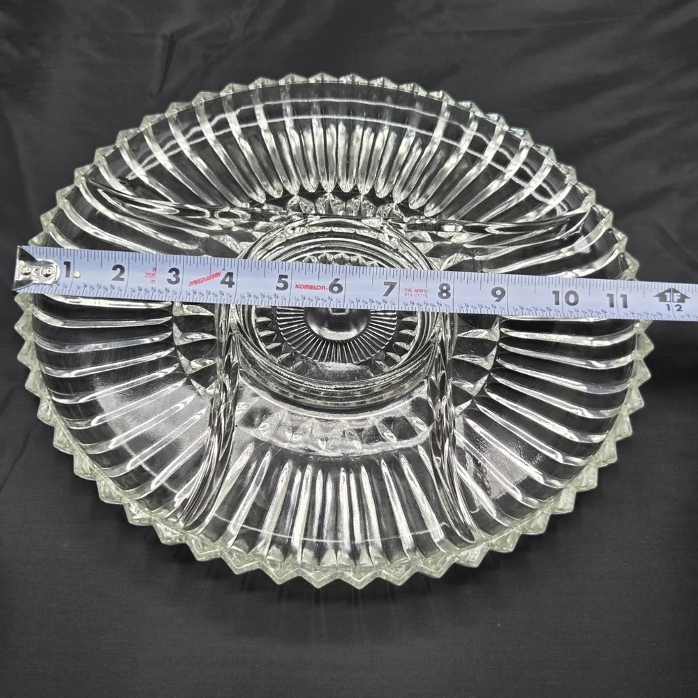 Kromex Lazy Susan‎ Rotating Party Platter Glass Dish Snack Relish Serving Tray